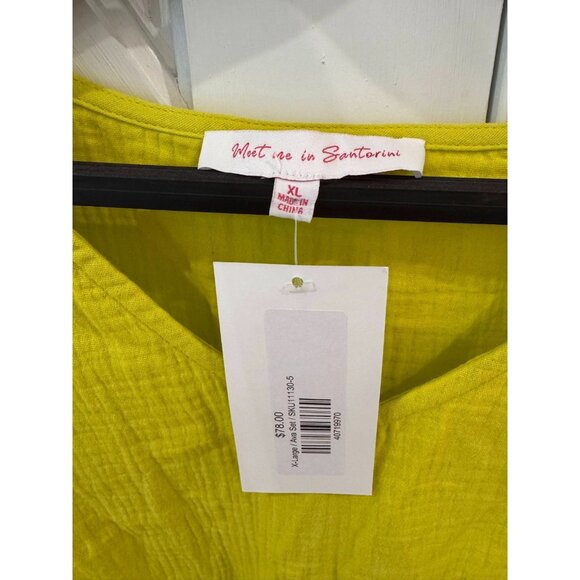 NWT Meet Me In Santorini Lime Green Shirt and Short 2 piece Set Womens Size XL - Picture 6 of 13